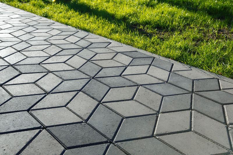 Paver walkway alongside patio